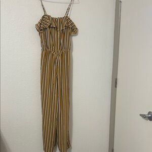 Ambiance Mustard and White Striped Jumpsuit